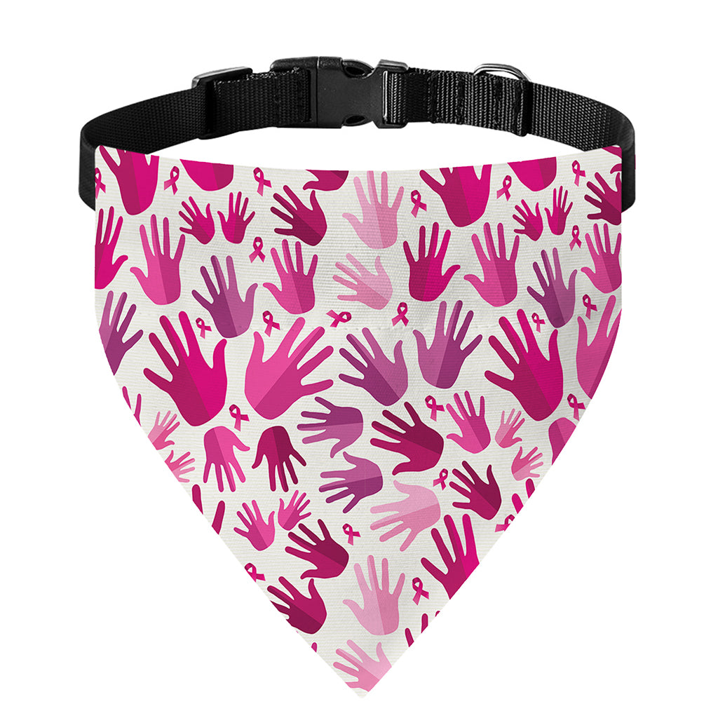 Pink Hand Breast Cancer Pattern Print Over The Collar Dog Bandana