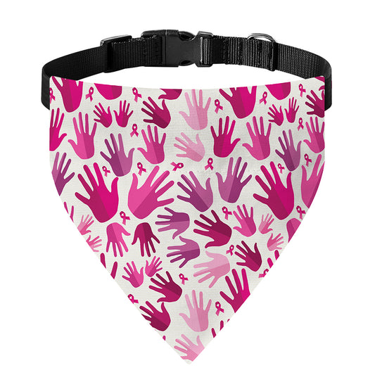 Pink Hand Breast Cancer Pattern Print Over The Collar Dog Bandana