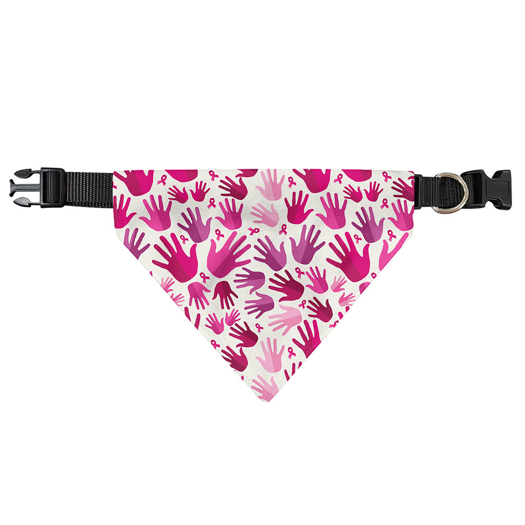 Pink Hand Breast Cancer Pattern Print Over The Collar Dog Bandana