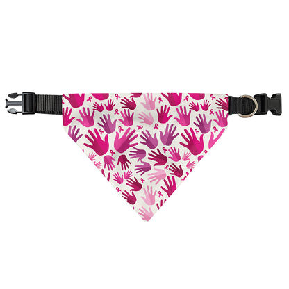 Pink Hand Breast Cancer Pattern Print Over The Collar Dog Bandana