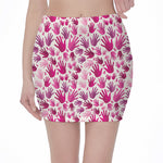 Pink Hand Breast Cancer Pattern Print Pencil Mini Skirt