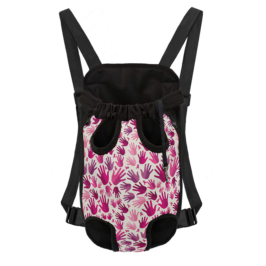Pink Hand Breast Cancer Pattern Print Pet Carrier Backpack