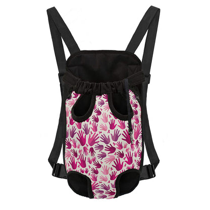 Pink Hand Breast Cancer Pattern Print Pet Carrier Backpack