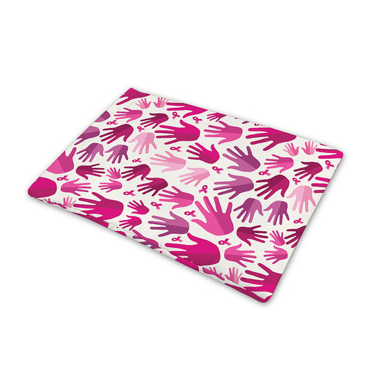 Pink Hand Breast Cancer Pattern Print Pet Cooling Mat Cover