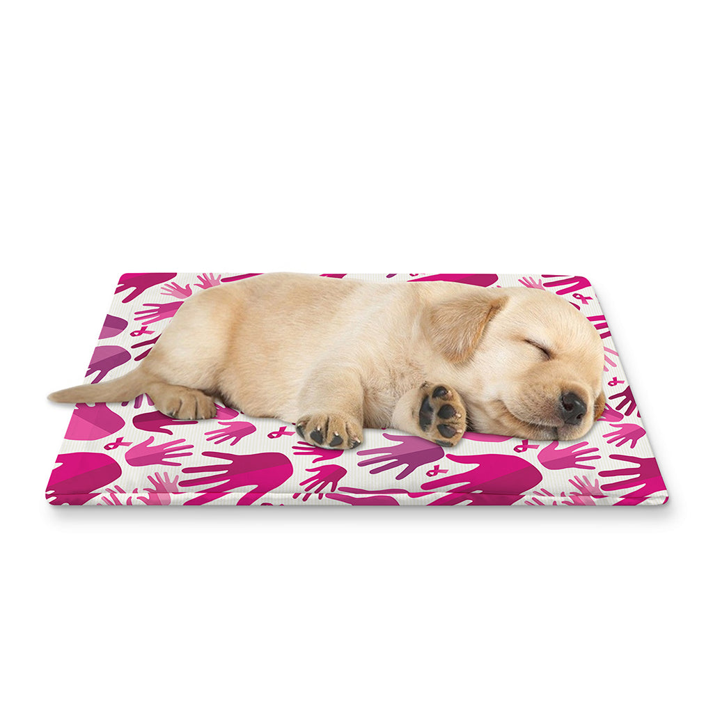 Pink Hand Breast Cancer Pattern Print Pet Cooling Mat Cover