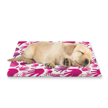 Pink Hand Breast Cancer Pattern Print Pet Cooling Mat Cover