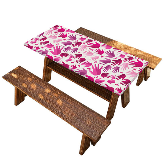 Pink Hand Breast Cancer Pattern Print Picnic Table Cover