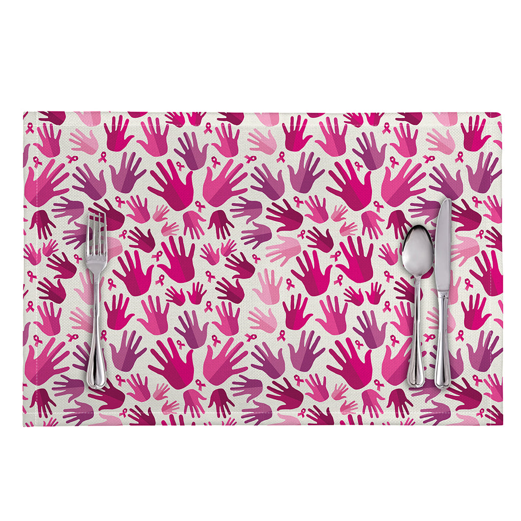 Pink Hand Breast Cancer Pattern Print Placemat
