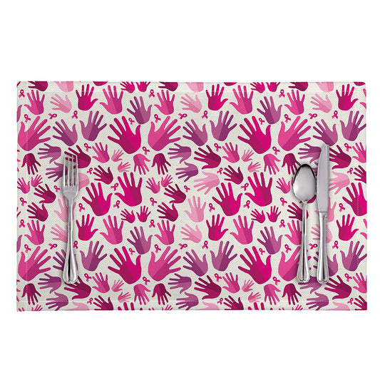 Pink Hand Breast Cancer Pattern Print Placemat