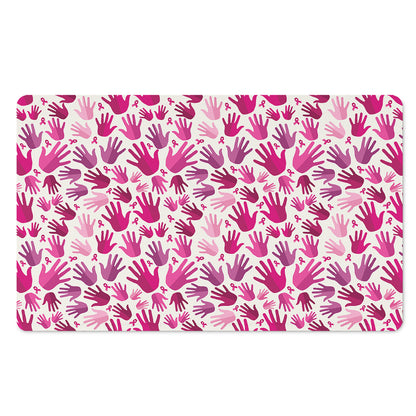 Pink Hand Breast Cancer Pattern Print Polyester Doormat