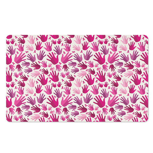 Pink Hand Breast Cancer Pattern Print Polyester Doormat