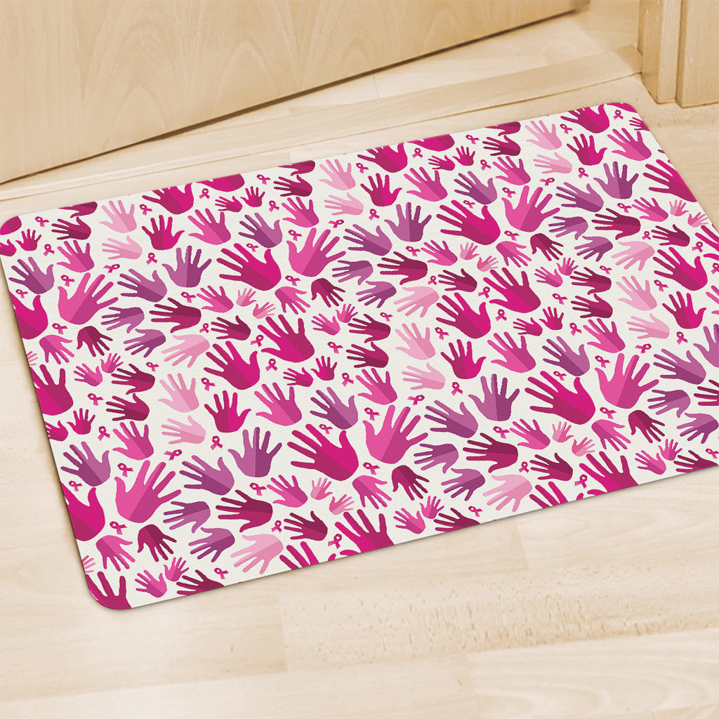 Pink Hand Breast Cancer Pattern Print Polyester Doormat