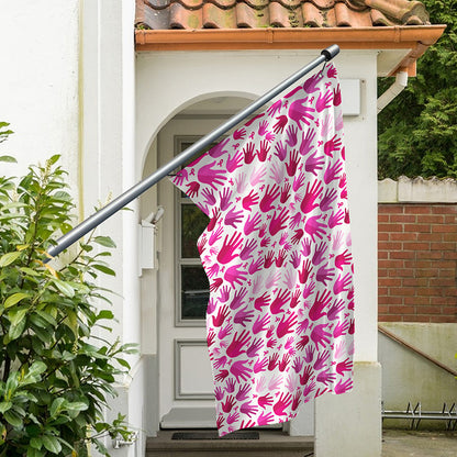 Pink Hand Breast Cancer Pattern Print Polyester Flag
