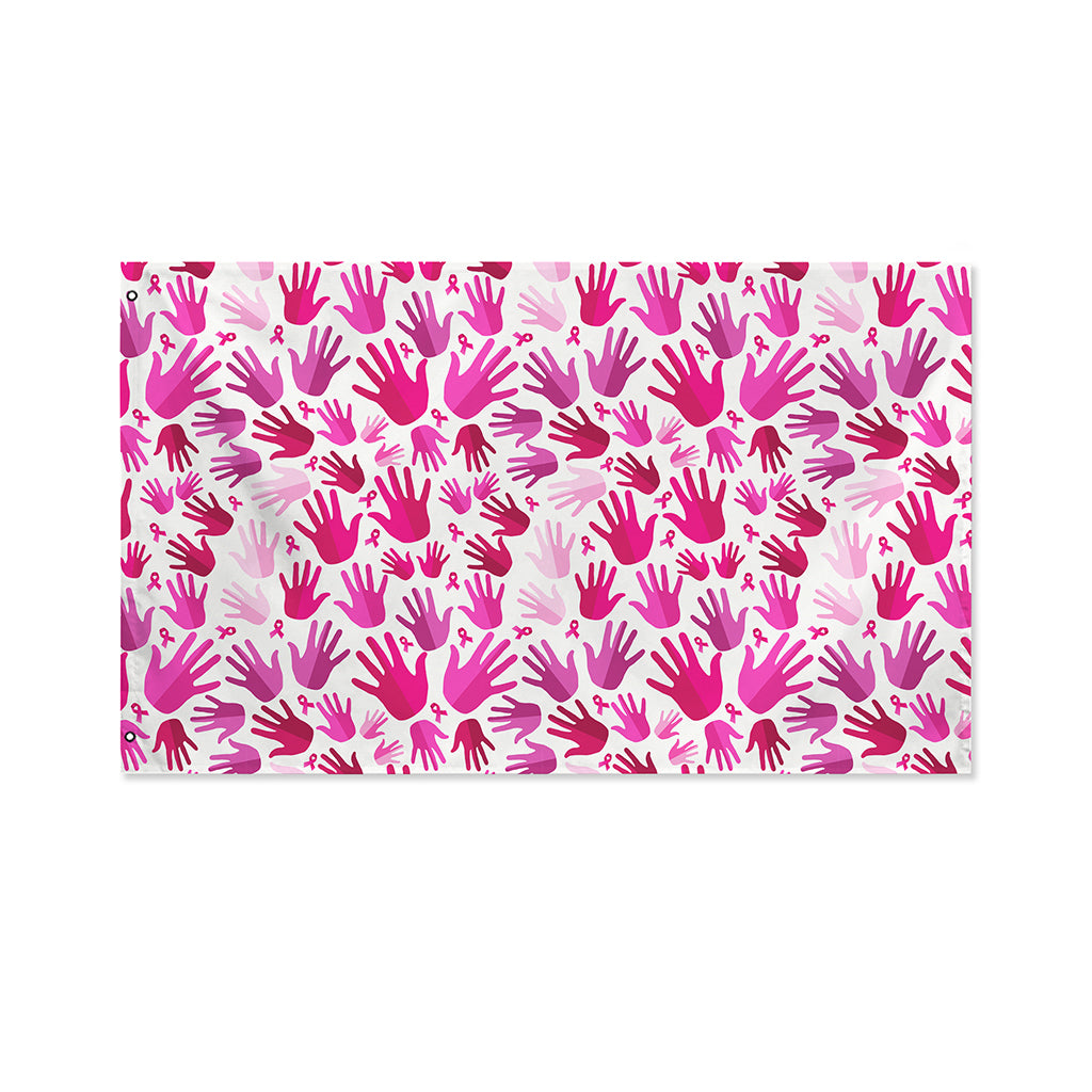Pink Hand Breast Cancer Pattern Print Polyester Flag