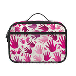 Pink Hand Breast Cancer Pattern Print Portable Lunch Bag
