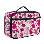 Pink Hand Breast Cancer Pattern Print Portable Lunch Bag