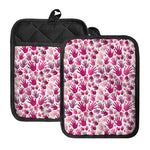 Pink Hand Breast Cancer Pattern Print Pot Holders With Pocket
