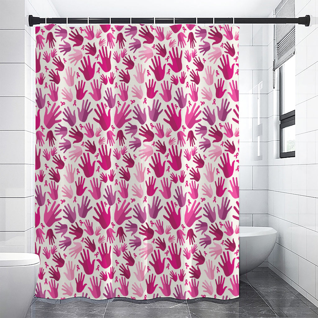 Pink Hand Breast Cancer Pattern Print Premium Shower Curtain