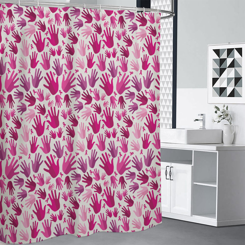 Pink Hand Breast Cancer Pattern Print Premium Shower Curtain