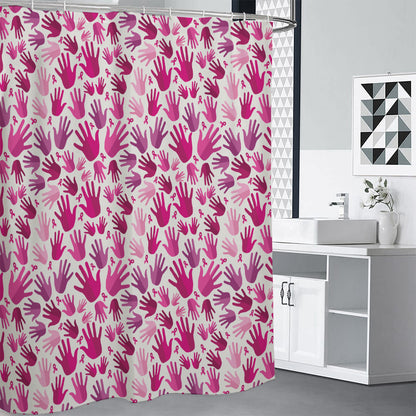 Pink Hand Breast Cancer Pattern Print Premium Shower Curtain