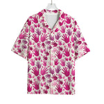 Pink Hand Breast Cancer Pattern Print Rayon Hawaiian Shirt