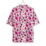 Pink Hand Breast Cancer Pattern Print Rayon Hawaiian Shirt