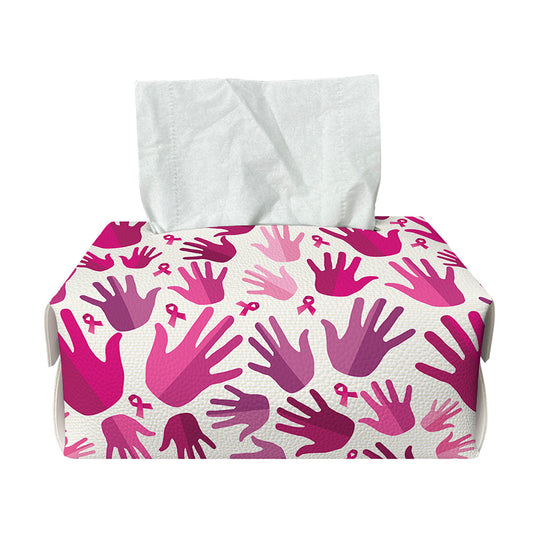 Pink Hand Breast Cancer Pattern Print Rectangle Tissue Box Cover