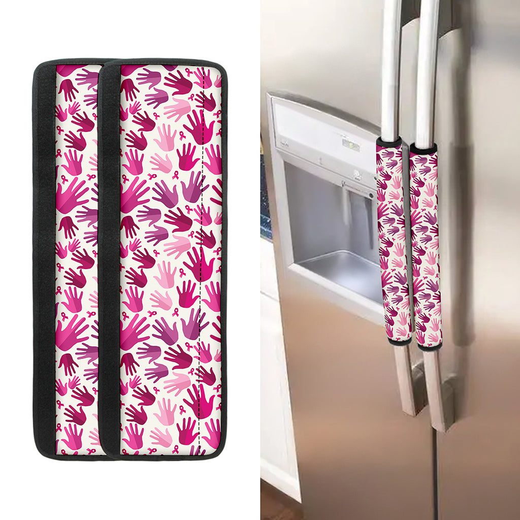 Pink Hand Breast Cancer Pattern Print Refrigerator Handle Covers