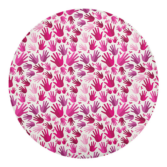Pink Hand Breast Cancer Pattern Print Round Blanket
