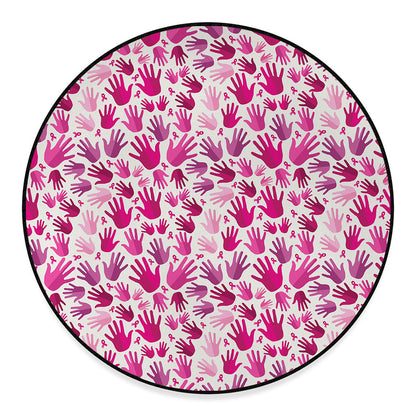 Pink Hand Breast Cancer Pattern Print Round Floor Mat