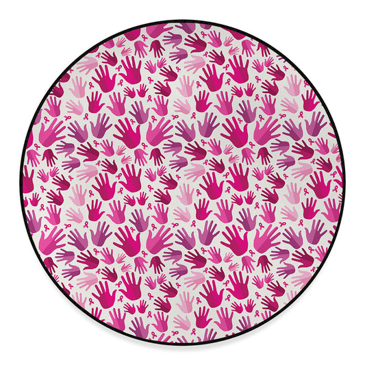 Pink Hand Breast Cancer Pattern Print Round Floor Mat