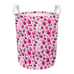 Pink Hand Breast Cancer Pattern Print Round Laundry Basket