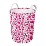 Pink Hand Breast Cancer Pattern Print Round Laundry Basket