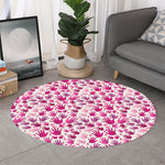 Pink Hand Breast Cancer Pattern Print Round Rug