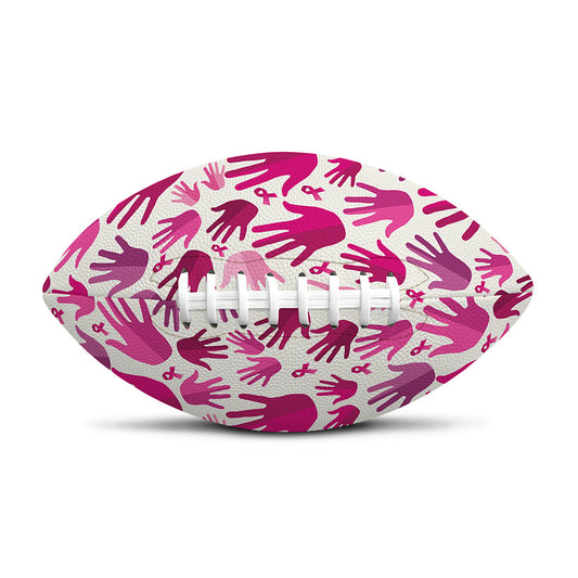 Pink Hand Breast Cancer Pattern Print Rugby Ball