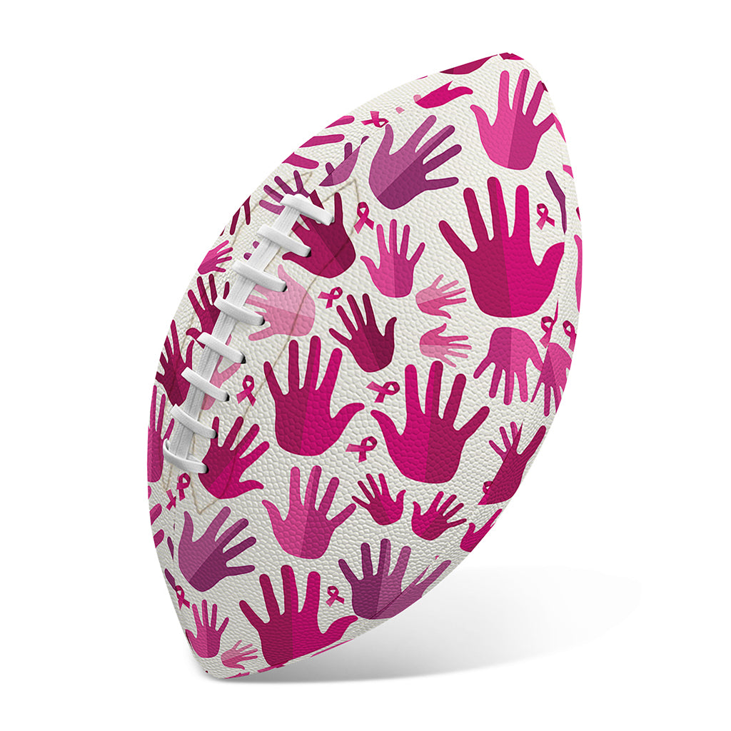 Pink Hand Breast Cancer Pattern Print Rugby Ball