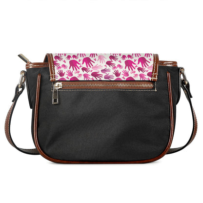 Pink Hand Breast Cancer Pattern Print Saddle Bag