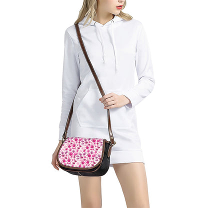 Pink Hand Breast Cancer Pattern Print Saddle Bag