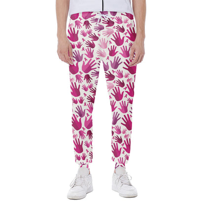 Pink Hand Breast Cancer Pattern Print Scuba Joggers