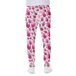 Pink Hand Breast Cancer Pattern Print Scuba Joggers