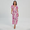 Pink Hand Breast Cancer Pattern Print Short Sleeve Maxi Dress