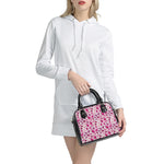 Pink Hand Breast Cancer Pattern Print Shoulder Handbag
