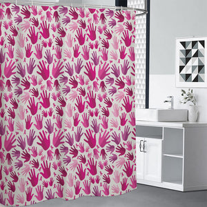 Pink Hand Breast Cancer Pattern Print Shower Curtain