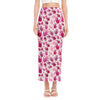 Pink Hand Breast Cancer Pattern Print Side Slit Maxi Skirt