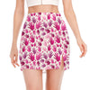 Pink Hand Breast Cancer Pattern Print Side Slit Mini Skirt