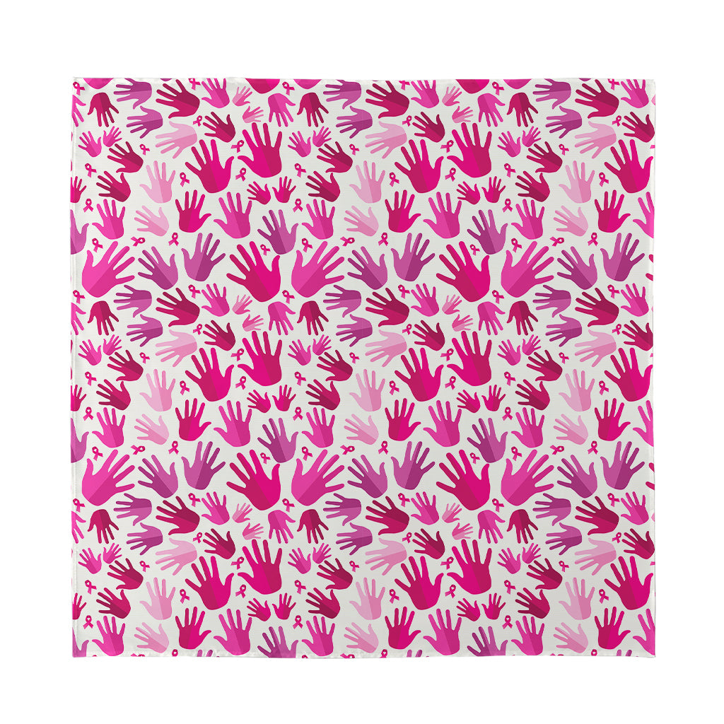 Pink Hand Breast Cancer Pattern Print Silk Bandana