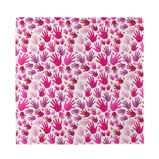 Pink Hand Breast Cancer Pattern Print Silk Bandana