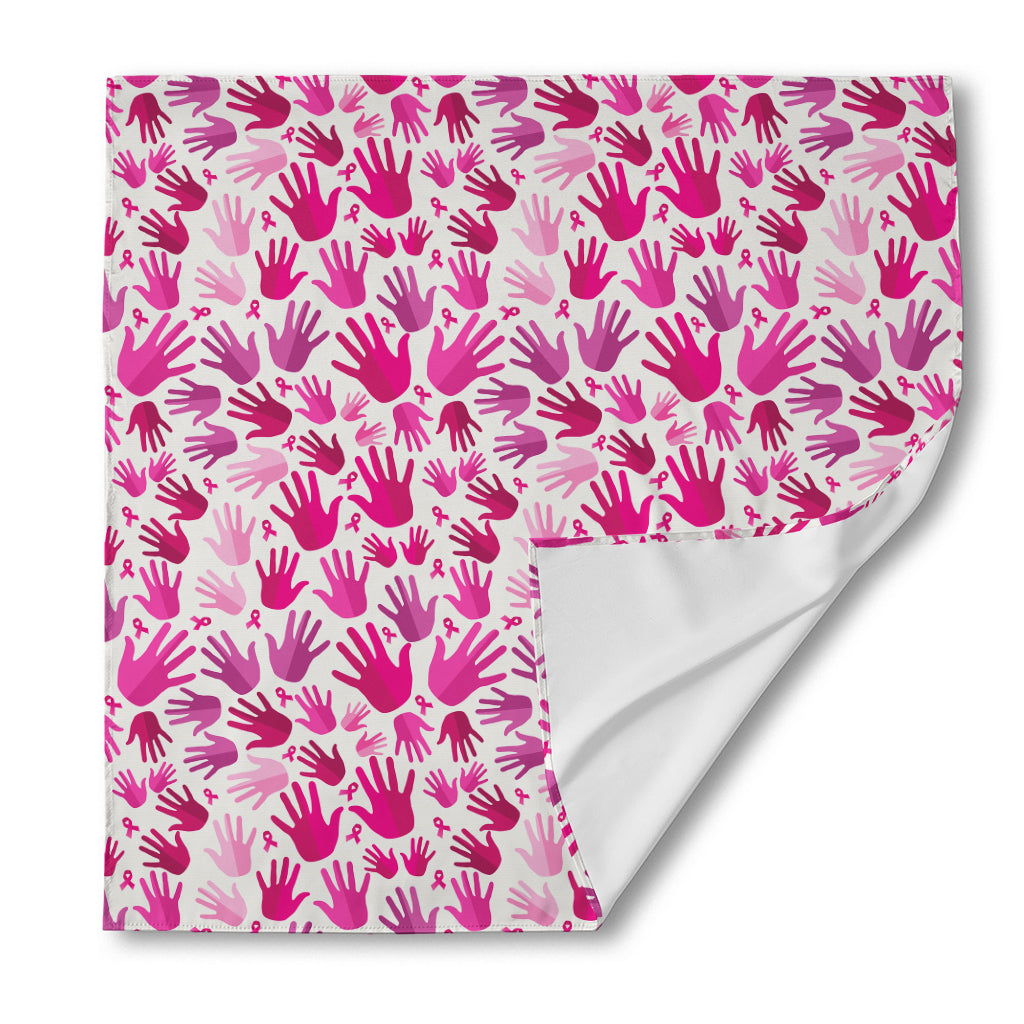 Pink Hand Breast Cancer Pattern Print Silk Bandana