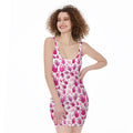 Pink Hand Breast Cancer Pattern Print Sleeveless Bodycon Dress