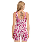 Pink Hand Breast Cancer Pattern Print Sleeveless One Piece Swimsuit